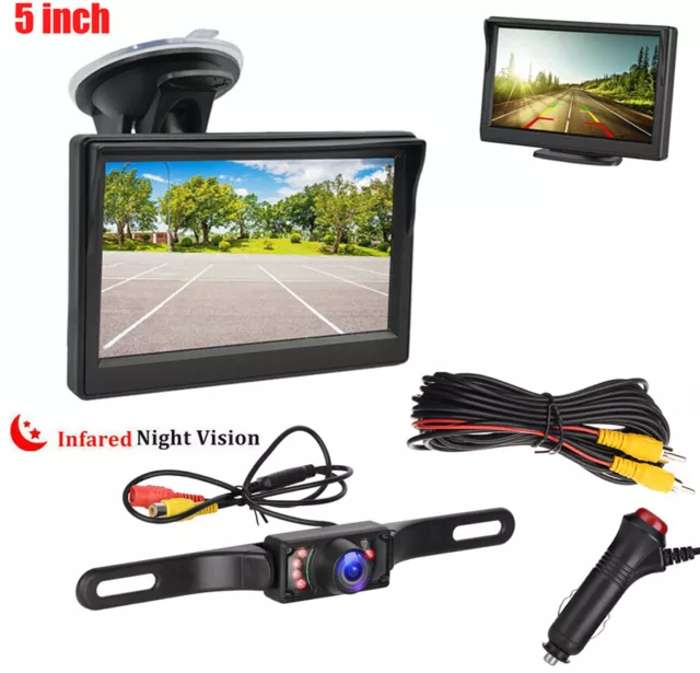 Car Rear View Kit 5" TFT LCD Monitor +HD Backup Night Vision Reversing Camera AU