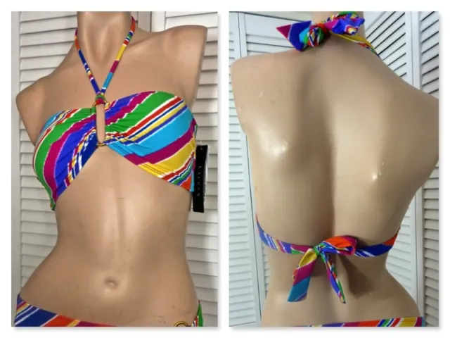 NWT Ralph Lauren Swim Separate Bandeau Top 8/10/12/14 Bright & Colorful Striped