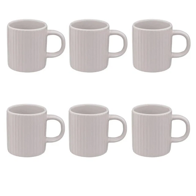 Lot de 6 Tasses à Café "Côtelé" 10cl Blanc