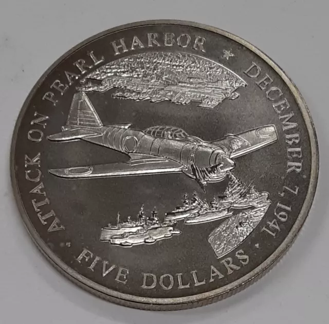 2000 Liberia $5 Pearl Harbor Attack Uncirculated Commemorative Coin w/COA