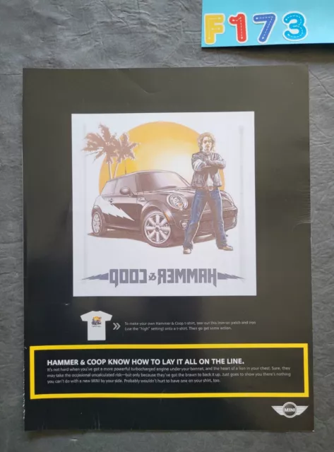 Hammer & Coop T-Shirt Iron On Mini-Cooper Promo Print Advertisement Vintage 2007