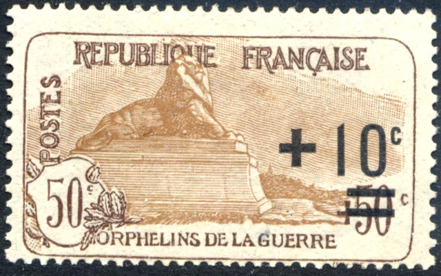 France 1922 War Orphans 10c on 50c +50c  Fine MH - SG393 Cat £31