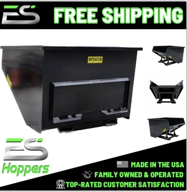 2 Yd Hopper Dumpster Attachment Fits Skidsteer Quick Attach-In Stock-Ships Free