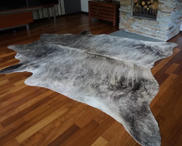 CowHide Grey Rug Cow Genuine Skin Leather Cowhide Area Rug Hair on Hide