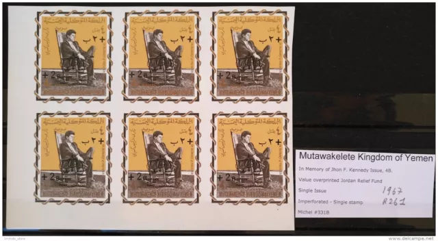 X13 - Yemen Kingdom 1967 MNH IMPERF stamp Blk/6 Jhon Kennedy cv 70$
