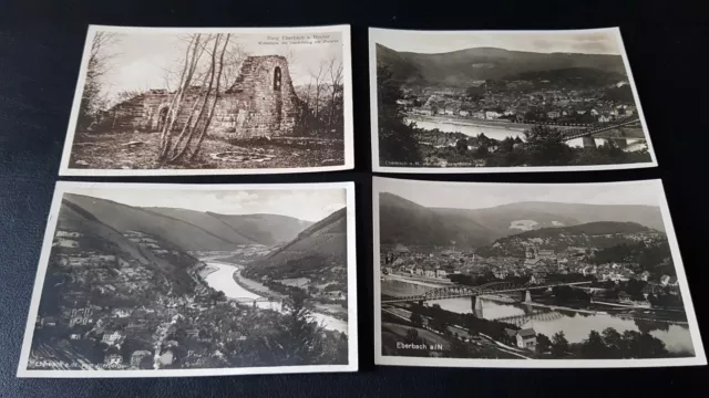 4 antiquarische s/w Ansichtskarten AK von Eberbach am Neckar 1920er Jahre