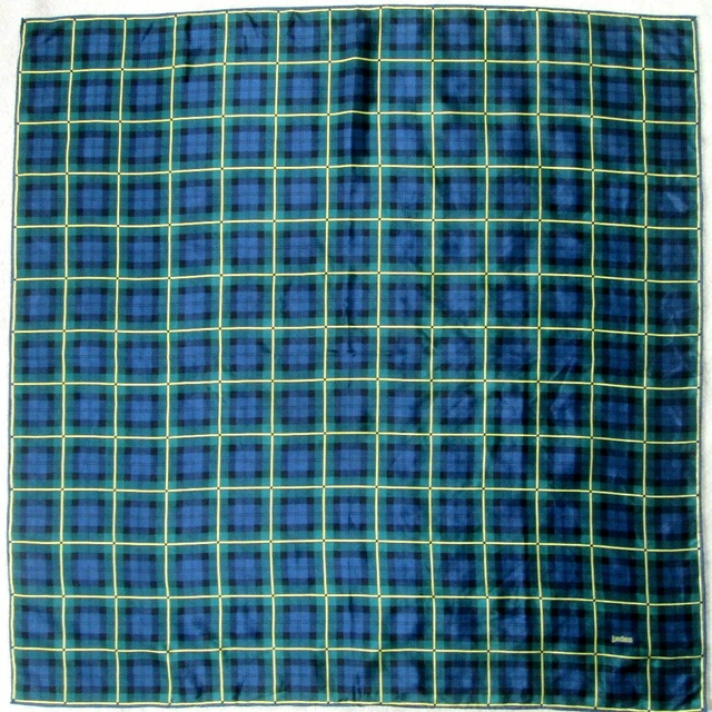 Foulard En Soie 100% LOREDANO Vintage - 76x80 Cm - Ton Bleu - Occasion
