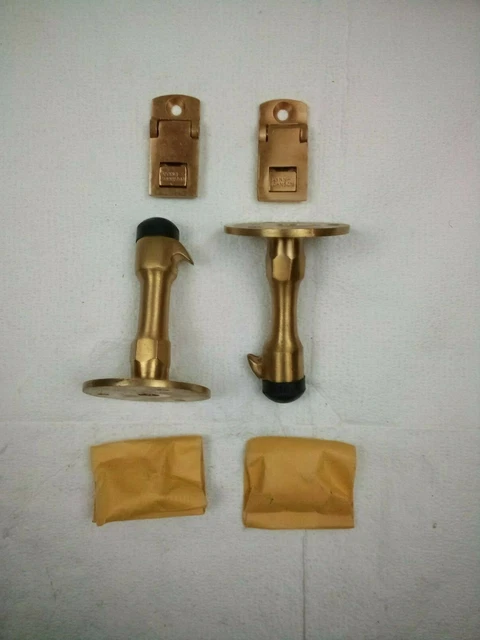 Lot of 2 Glynn Johnson Door Stop and Holder Bronze W20 NOS
