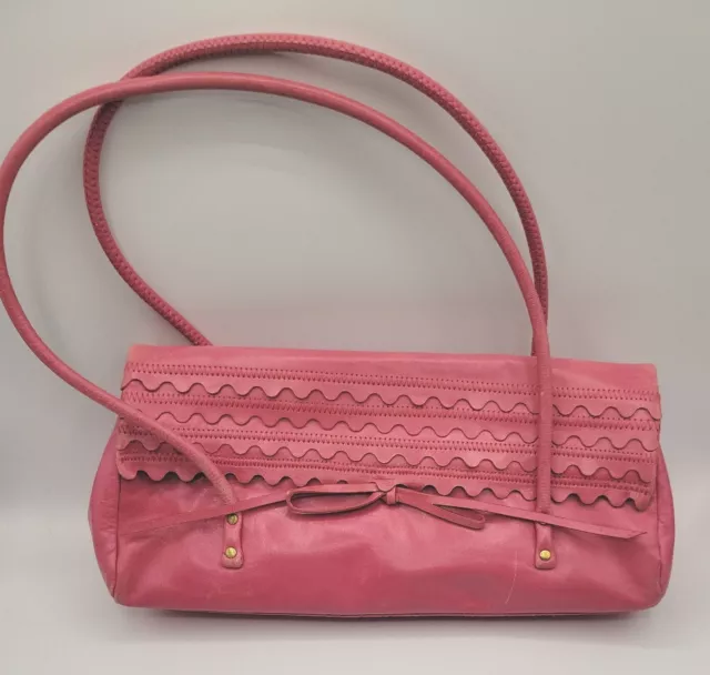 Sigrid Olsen Handbag Women Pink Leather Scallop Detail Purse Handbag 11½x5x3