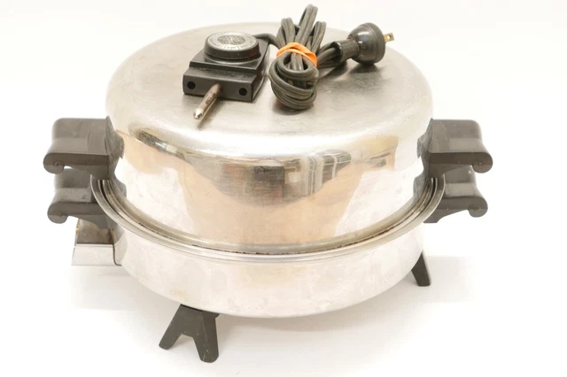 Saladmaster Electric Skillet with Dome Lid #7817 Vintage Working Steel USA Saladmaster Electric Skillet with Dome Lid #7817 Vintage Working Steel USA