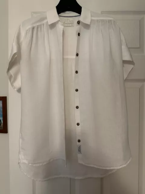 J. Crew Relaxed Fit Short Sleeve Baird McNutt Irish Linen Shirt White Size XS