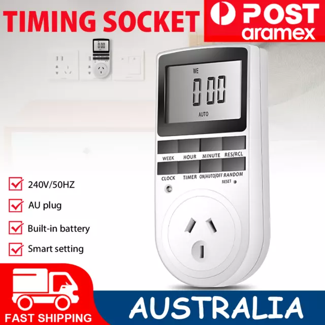 Electronic Digital Timer Switch 7 Day 12/24 Hour Programmable Timing Socket