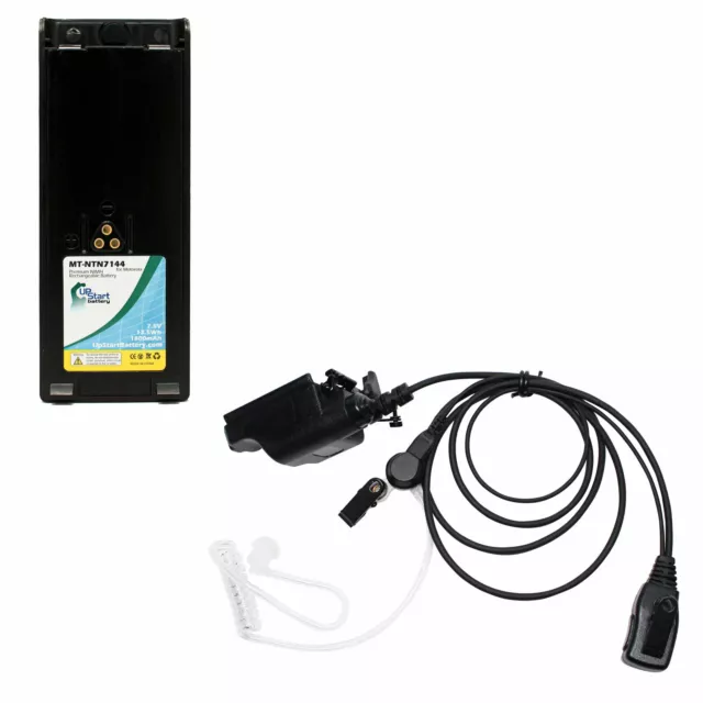 Battery & Earpiece w/ PTT Mic for Motorola MTS2000, MTX9000, MTX838