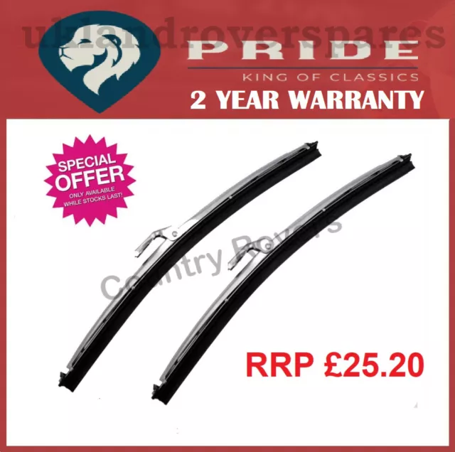 CLASSIC CAR 11" STAINLESS STEEL WIPER BLADES. (OEM) ONE PAIR 5mm BAYONET FITTING