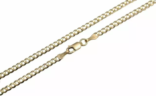 10k Solid Yellow Gold 2mm Cuban Link Chain Necklace Men's Women Sz 18 inch