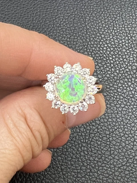 Sterlingsilber Labor Erstellt Opal Und Cz Ring Grösse 8 L@@K
