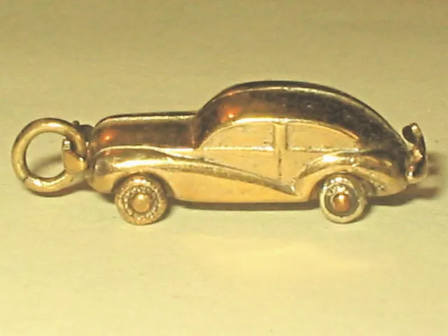 Vntg Gold on Sterling Silver Volkswagen VW Beetle Bug Car Bracelet Charm Pendant