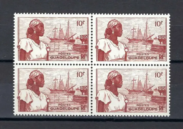 Guadeloupe 1947 Sc# 189 Basse-Terre harbor Woman Boat French colony block 4 MNH