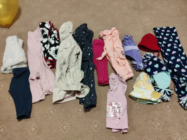 Girls Age 6-12  Months Bundle 14 pieces, Dress, Dungaree, Caps, Hats, Leggings,