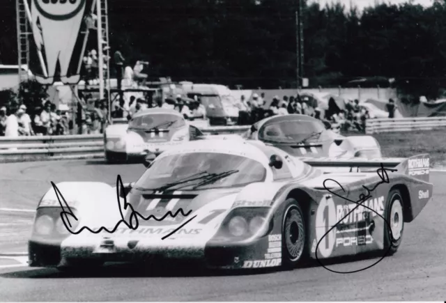 Jacky Ickx and Derek Bell Hand Signed Porsche 12x8 Photo Le Mans Autograph