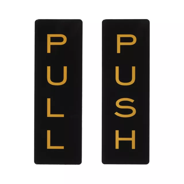 Insegna porta push push pull 5x1,7", 1 coppia acrilico autoadesivo tono nero/oro