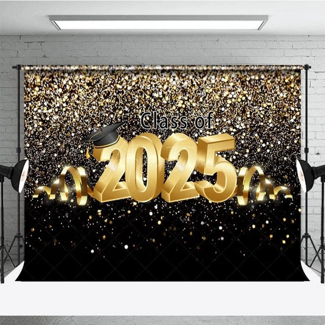APERTUREE GLORIOUS BLACK Gold Glitter Congrats Grad Backdrop $37.85 ...