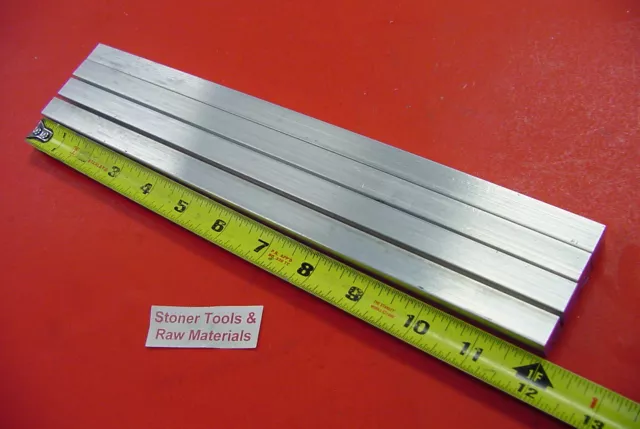 4 Pieces 1/2" X 1/2" ALUMINUM SQUARE FLAT BAR 12" long 6061 T6511 New Mill Stock