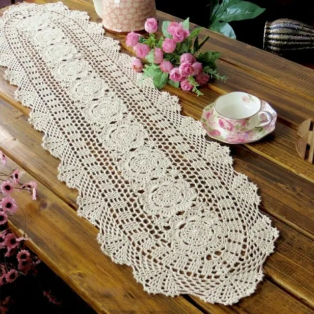 Cotton Lace Hand Crochet Doily Placemat Table Runner Home Kitchen Party Decor