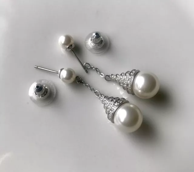 Preowned Swarovski Crystals and Pearls Dangle Drop Earrings