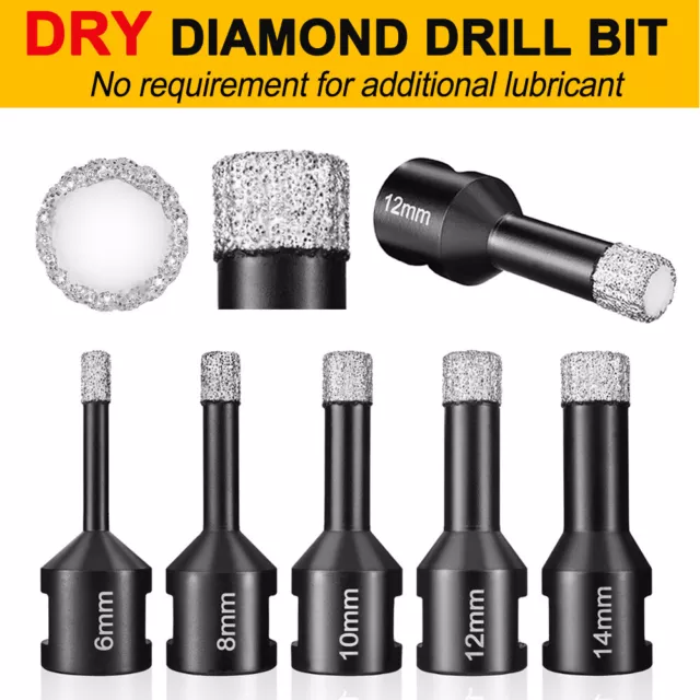 6-14mm M14 Dry Diamond Core Drill Bits For Porcelain Granite Tile Glass Marble