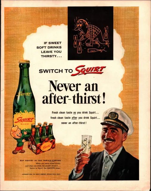 Vintage 1954 Squirt Soft Drink Never An After Thirst Soda ad nostalgia a4