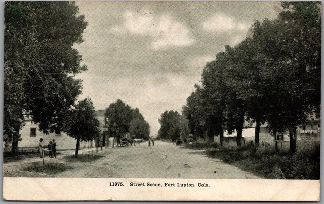 Vintage 1910 FORT LUPTON, Colorado Postcard "Street Scene" Main St. / Downtown