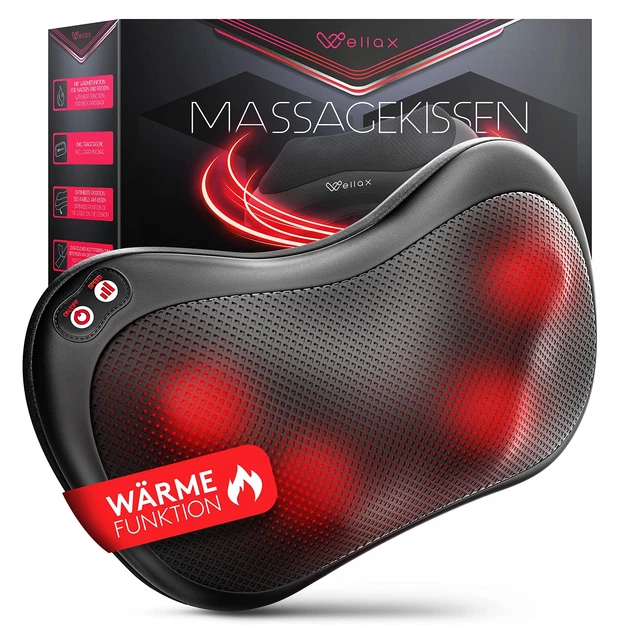 Wellax - Coussin de Massage Avec la Fonction & 360° Rotation - Shiatsu - Très