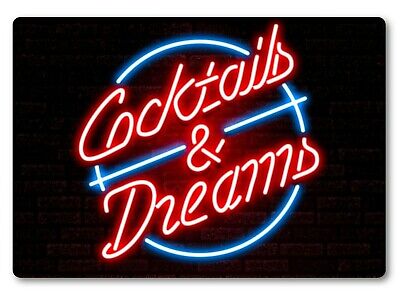 Cocktail & Dreams BAR sign Targa In Metallo Anni Ottanta Neon Stile Cruise Movie Club