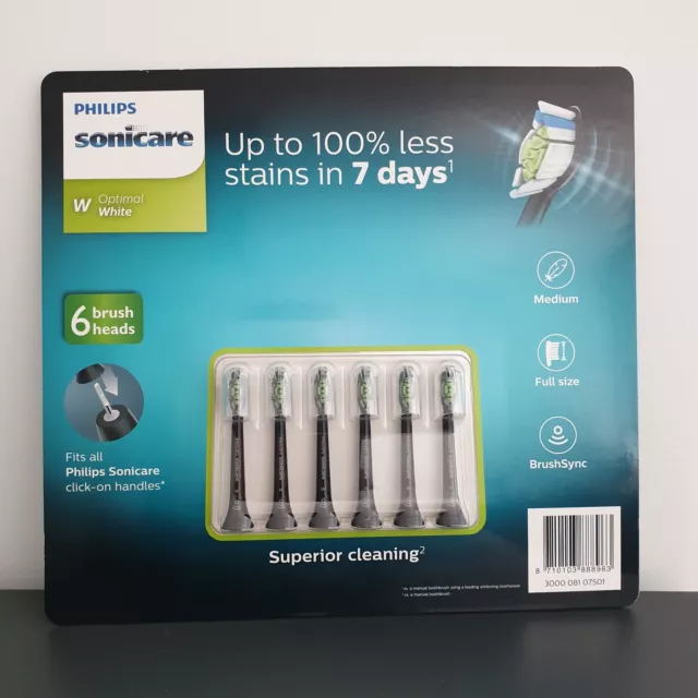 6 Philips Sonicare GENUINE Toothbrush Replacement Tooth brush Heads Black