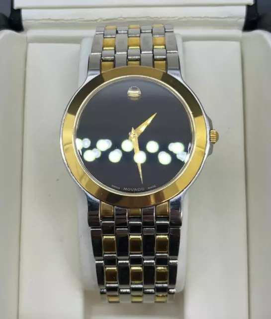 Movado 36mm Two Tone Stainless Steel Museum Quartz Watch 81 G2 1898