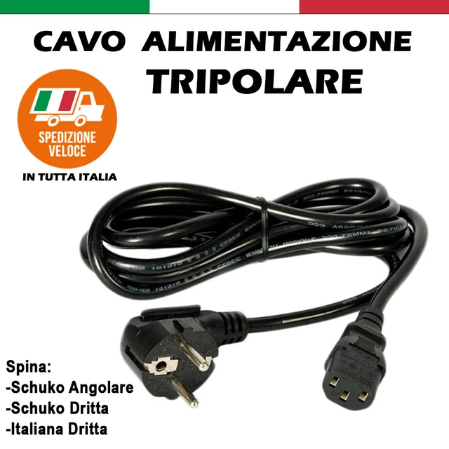 Cavo alimentazione tripolare a Trifoglio da spina 3 poli Italia a spina