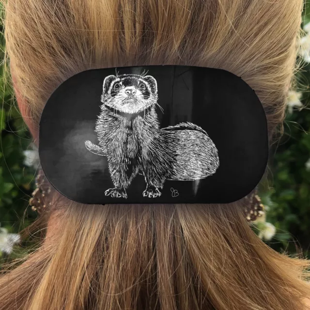 Wildlife Artist Art Ferret Gift Hand Made Hair Barrette