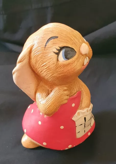 Pendelfin Rabbit; Rare Lucy Pocket With Red Dress - Hand Painted Stonecraft