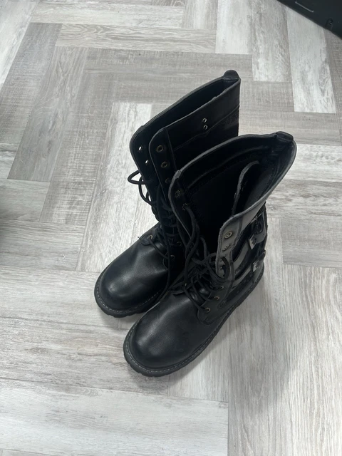 ADDAX RIDGE MENS tall Black Punk Goth 3 Buckle Boots UK 10. EU 45. Exc ...