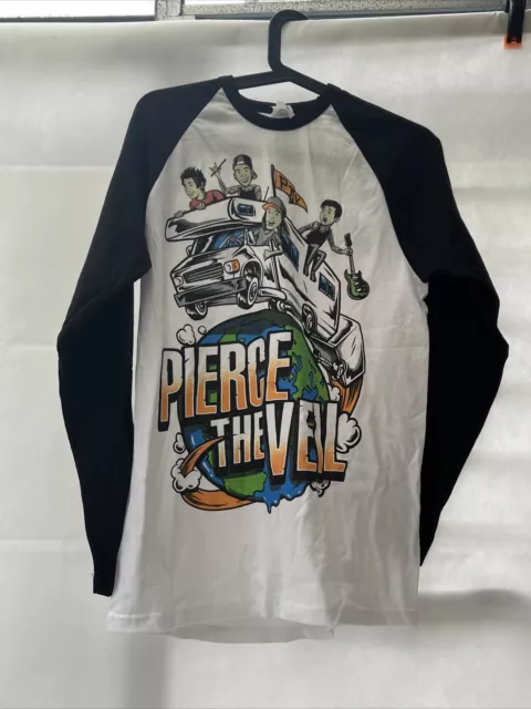 Pierce The Veil 2015 The World Tour Merch Black & White Raglan T Shirt Size M