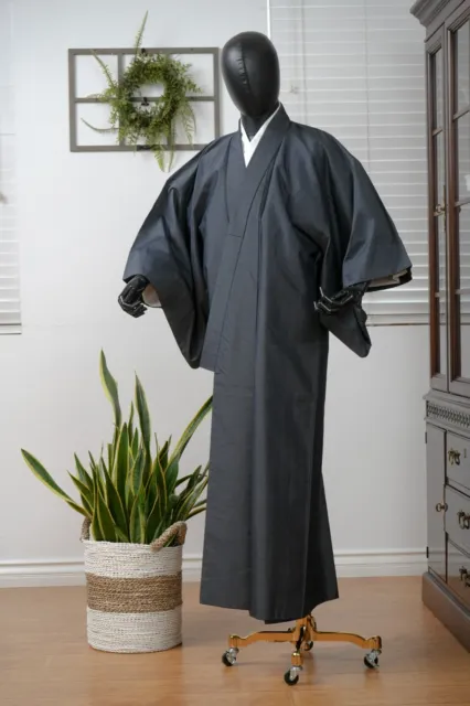 Dear Vanilla Japanese Silk Kimono Men's Robe Gown Authentic Japan Vintage Mint