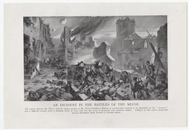 c1914 Book Plate AN INCIDENT IN THE BATTLES OF THE MEUSE Size: 9.5" x 6.5"