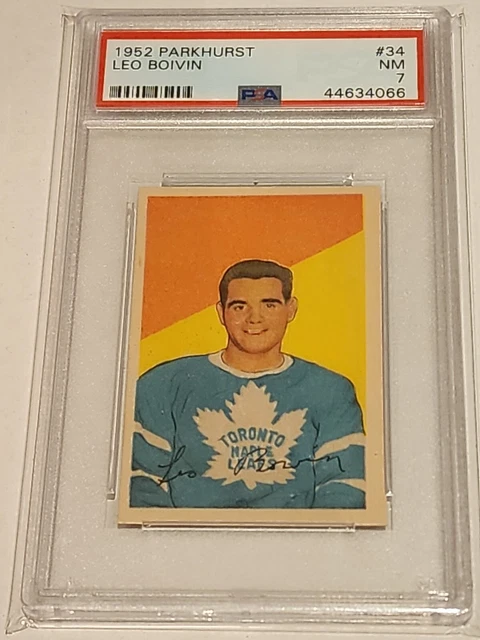 1952 Parkhurst #34 Leo Boivin PSA 7 NM HOF Rookie RC RARE Pop 30 Only 16 higher!