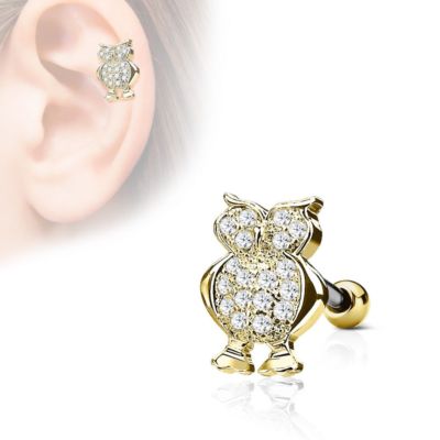 Helix Piercing cartilage hélix courbé 7 strass plaqué or rose 