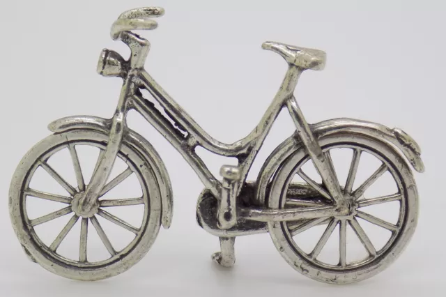 Vintage Italian Handmade Genuine Silver Dollhouse Bicycle Miniature Figurine