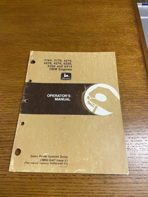 John Deere 300 Series Engines Operator's Manual OMRG16407