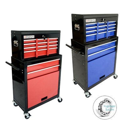 Arebos OFFICINA AUTO CARRELLO ATTREZZI CARRELLO CASSETTA DEGLI ATTREZZI TOOLBOX 9 scomparti 