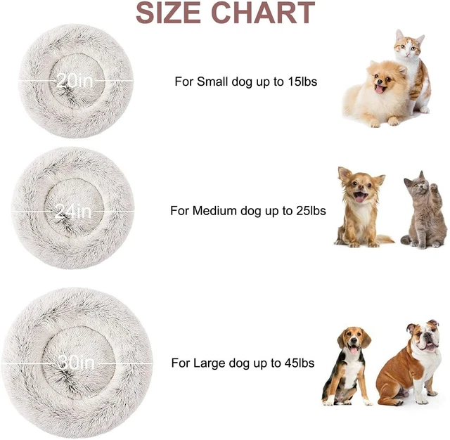 Donut Plush Pet Dog Cat Bed Fluffy Warm Calming Bed Sleeping Kennel Nest 24in 2