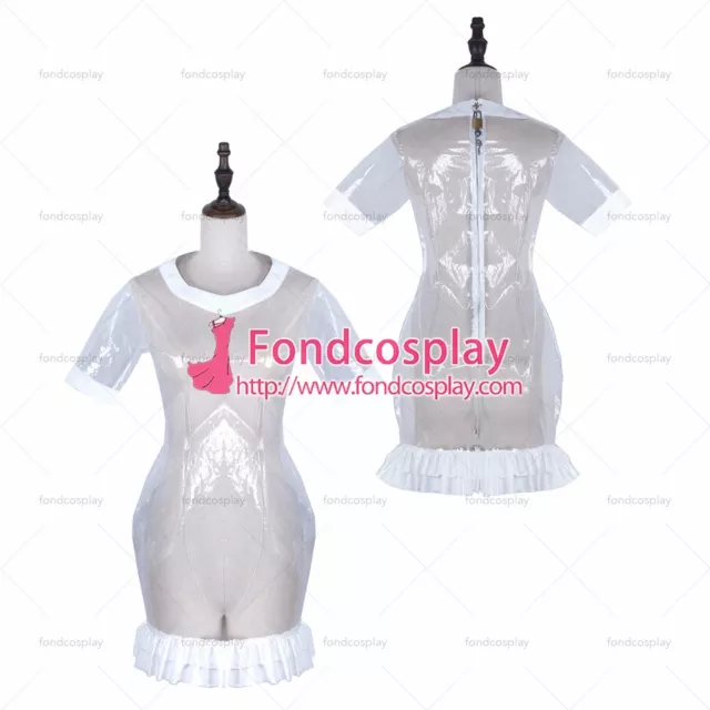 SISSY MAID SHORT clear plastic dress lockable cosplay costume Tailor ...